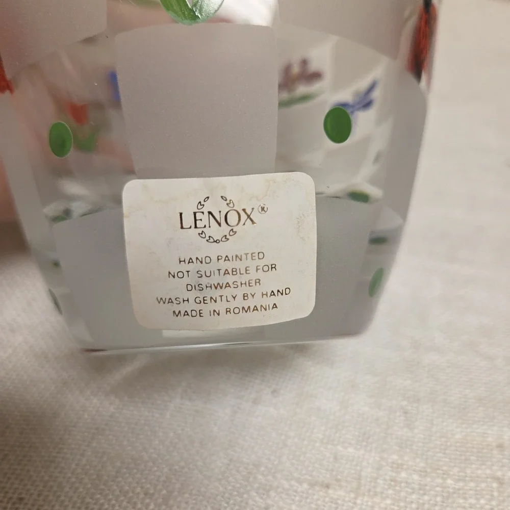 Lenox Nature's Splendor Vase‎ Hand Painted Crystal Bugs Bees Flowers Signed